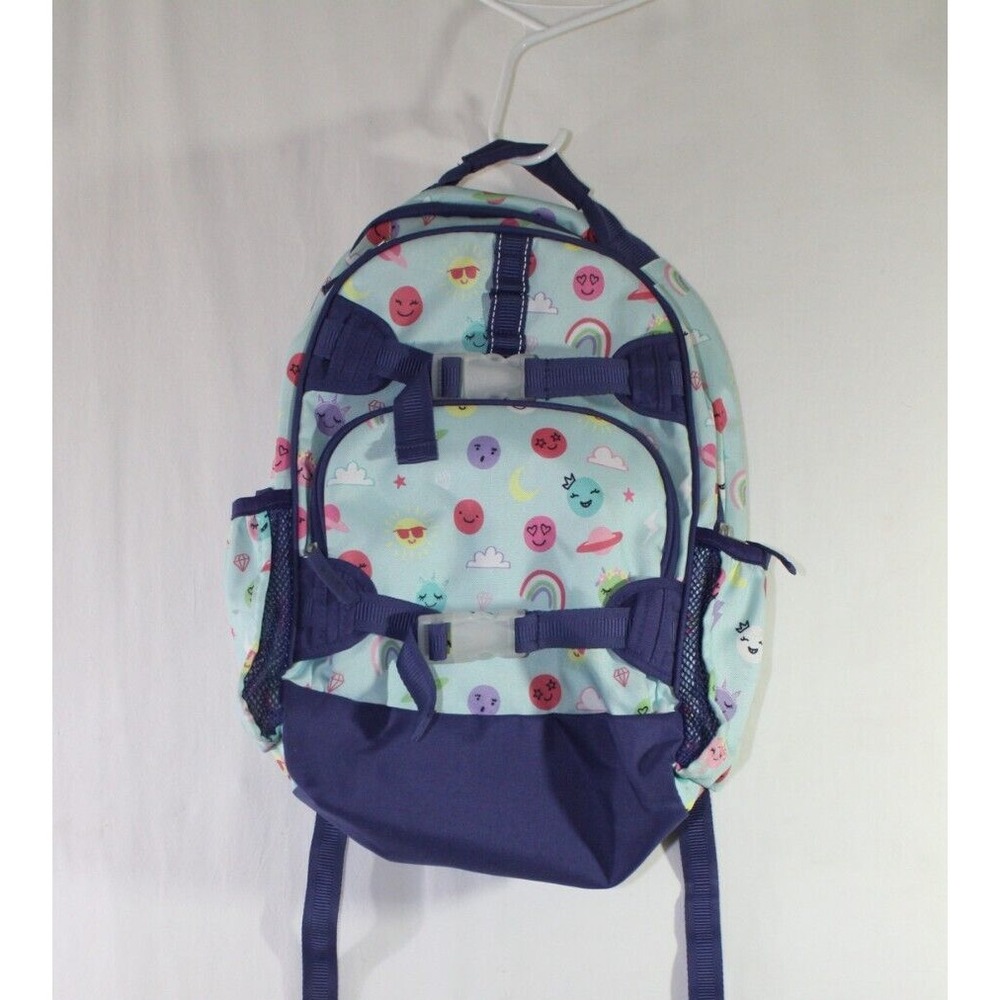 Pottery Barn Kids‎ Backpack Girls Medium Blue Emoji Mackenzie Adjustable Straps
